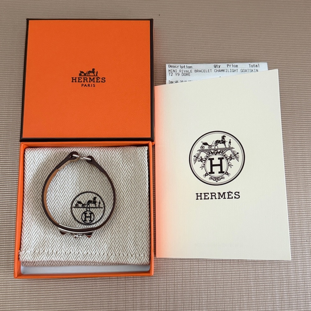 Hermès Rivale mini bracelet in Dore - Picture 5 of 5